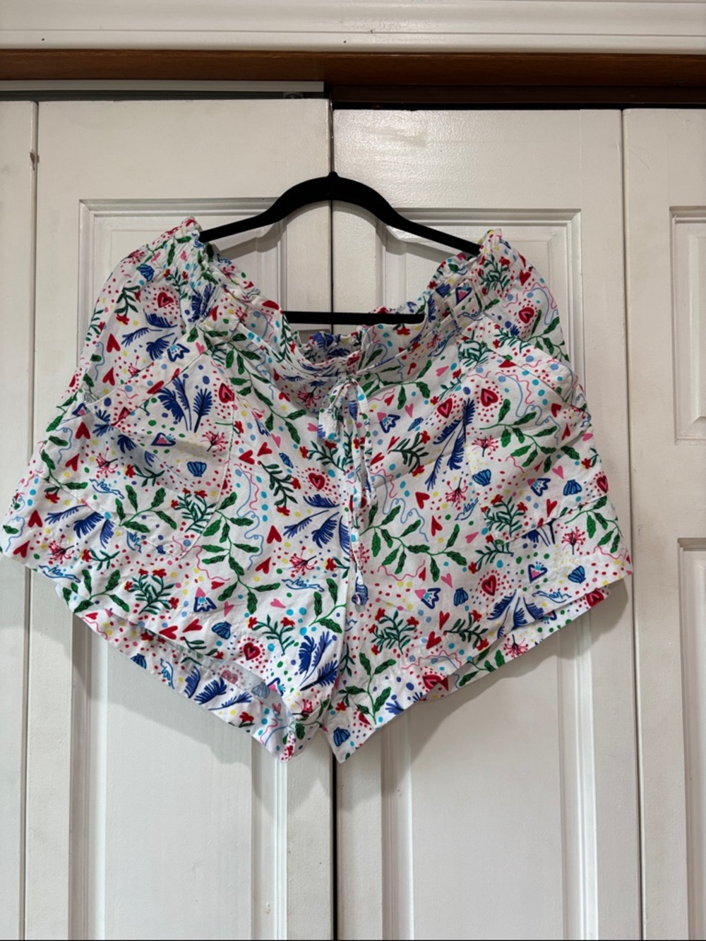 LOFT White High-Waist Floral Print Shorts